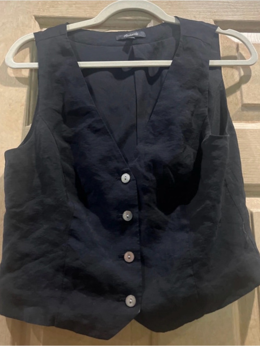 Madewell Modal Black V-Neck Button Front Vest